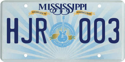 MS license plate HJR003