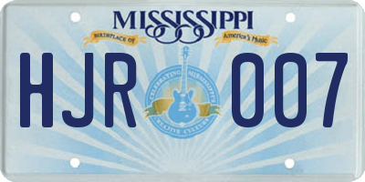 MS license plate HJR007