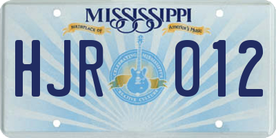 MS license plate HJR012
