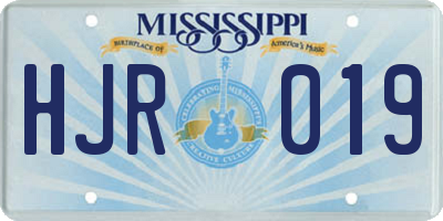 MS license plate HJR019