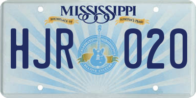 MS license plate HJR020