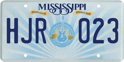 MS license plate HJR023
