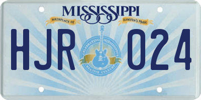 MS license plate HJR024