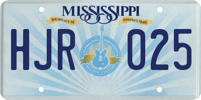 MS license plate HJR025