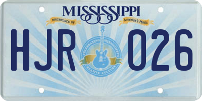 MS license plate HJR026