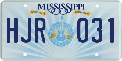 MS license plate HJR031