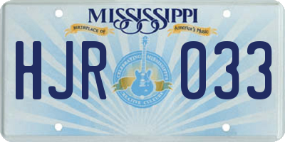 MS license plate HJR033