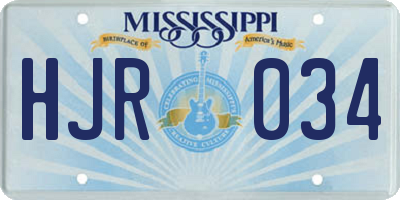 MS license plate HJR034