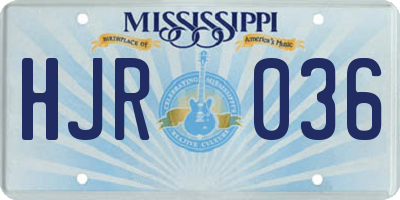 MS license plate HJR036