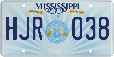 MS license plate HJR038
