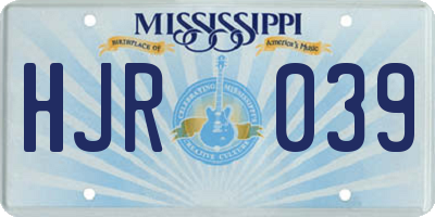 MS license plate HJR039