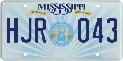 MS license plate HJR043
