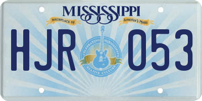 MS license plate HJR053