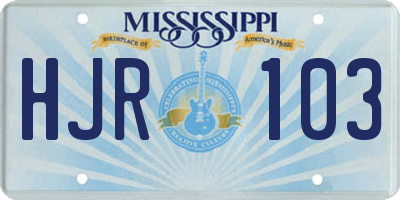 MS license plate HJR103