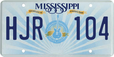 MS license plate HJR104