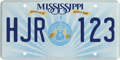 MS license plate HJR123