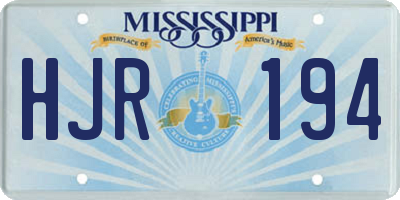 MS license plate HJR194