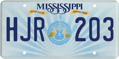 MS license plate HJR203