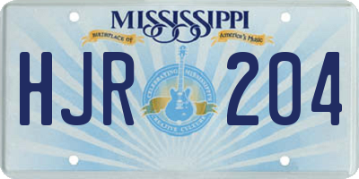 MS license plate HJR204