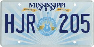 MS license plate HJR205