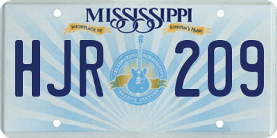 MS license plate HJR209