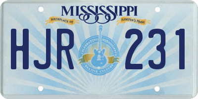MS license plate HJR231