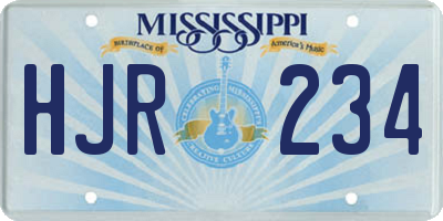 MS license plate HJR234