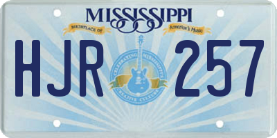 MS license plate HJR257