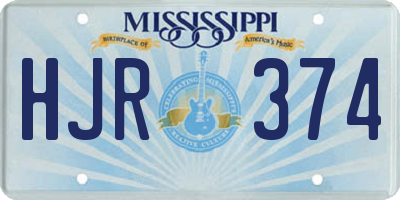 MS license plate HJR374