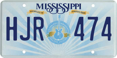 MS license plate HJR474