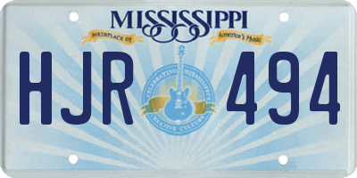 MS license plate HJR494