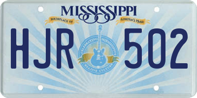 MS license plate HJR502