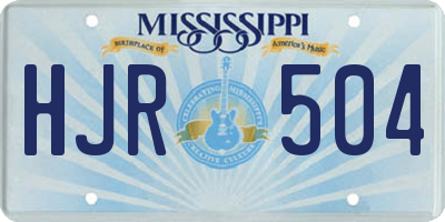 MS license plate HJR504