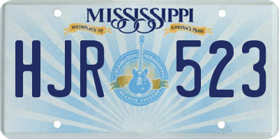MS license plate HJR523