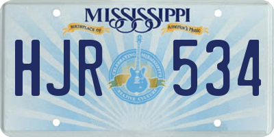 MS license plate HJR534