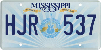MS license plate HJR537