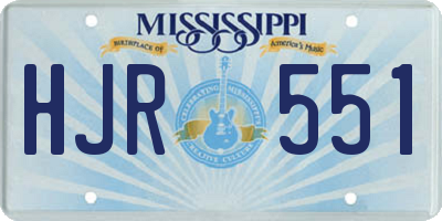 MS license plate HJR551