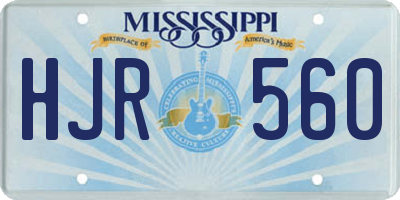 MS license plate HJR560