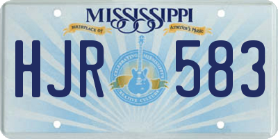 MS license plate HJR583