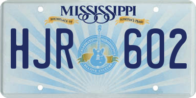 MS license plate HJR602