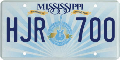 MS license plate HJR700