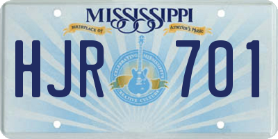 MS license plate HJR701