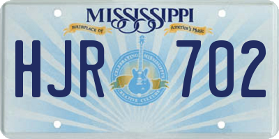 MS license plate HJR702