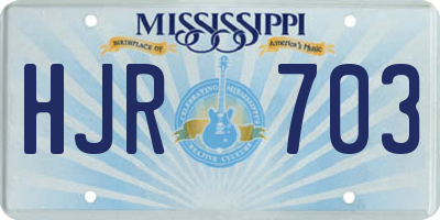 MS license plate HJR703