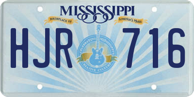 MS license plate HJR716