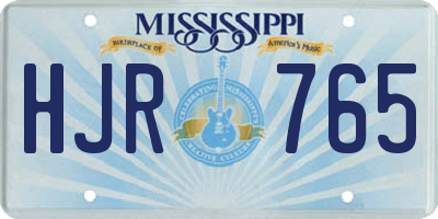 MS license plate HJR765