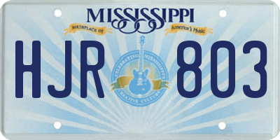 MS license plate HJR803