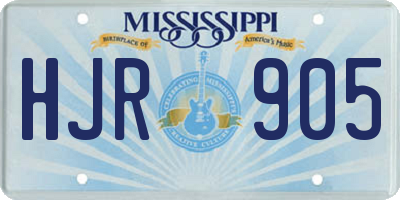 MS license plate HJR905