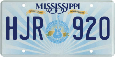 MS license plate HJR920