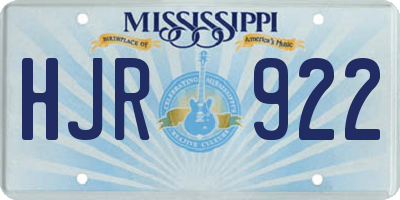 MS license plate HJR922